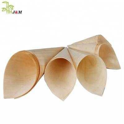 China China promotion style disposable natural pine wooden boat/cone/dish for sale