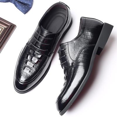 China Waterproof Color Men's Suit Shoes Crocodile Lace-Up Dress Men's Leather Oxford Wedding Party Shoes for sale