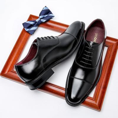 China Waterproof Handmade Stylish Oxford Shoes Wedding Formal Suit Black Shoes Mens Genuine Cowhide Leather Shoes for sale