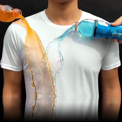 China Creative Hydrophobic Breathable Anti-fouling Quick-Dry Short Sleeve T-shirt Men's T-shirt Top Men's Anti-dirty Waterproof T-shirt for sale