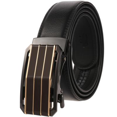 China Good Quality Cowhide Automatic Buckle Belt Male Mens Real Leather Belt for sale