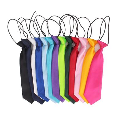 China Polyester Boys Girls Tie Casual Solid Necktie Fits Student Neck Tie Kids Elastic Band Gravatas Neck Tie for sale