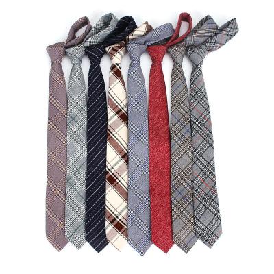 China Black Navy 6cm Skinny Adult Cotton Fashion Narrow Classic Tie Neck Ties Plaid Cotton Ties for sale