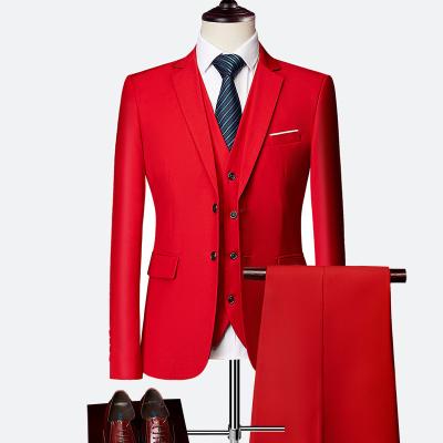 China Three Pieces Best Anti-Shrink Man Suit Wedding Fashion Suits (Jacket+Pants+vest) Red Suit For Men for sale