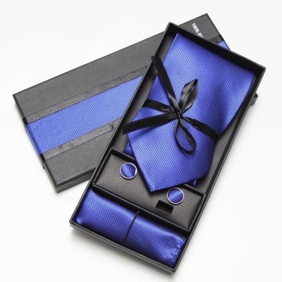 China Mens Wedding Party Accessories Jacquard Woven Ties Set Handkerchief Cufflinks Tie Set With Gift Box 145cm*10cm*3.5cm for sale