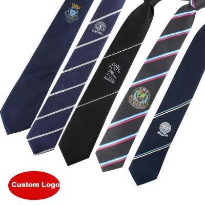 China Silk + Polyester Custom Embroidered Student School Uniform Student Security Logo Tie Customizable Corporate Company for sale