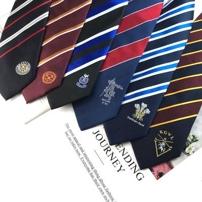 China Custom High Quality School Logo Tie Company Uniform Neckties Manufacturer Men's Neck Tie 146cm*8cm for sale