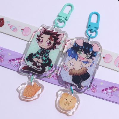 China Custom Small Anime Charm Clear Acrylic Key Chain Gift Circle Epoxy Holographic Acrylic for sale