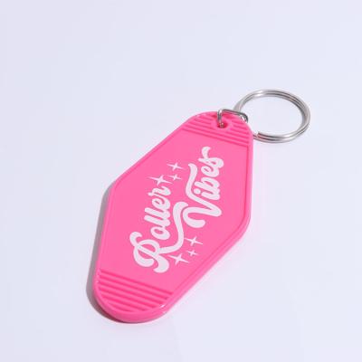 China Hot Sale Custom Hotel Key Chain ABS White Colored Plastic Hotel OEM Gift Key Chain for sale