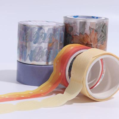 China Waterproof Custom Wave Shape Decorative Masking Tape Christmas Washi Paper Colored Tape for sale