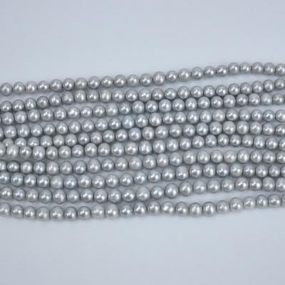 China Jewelry Material Loose Pearl DIY Natural Freshwater Loose Pearl Near Potato Round Shape Handmade Material DIY Accessories Pearl Silver Gray Plating for sale