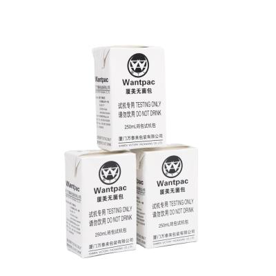 China Recycled materials wholesale standard 250ml beverage brick paper milk carton, juice box with custom logo for sale