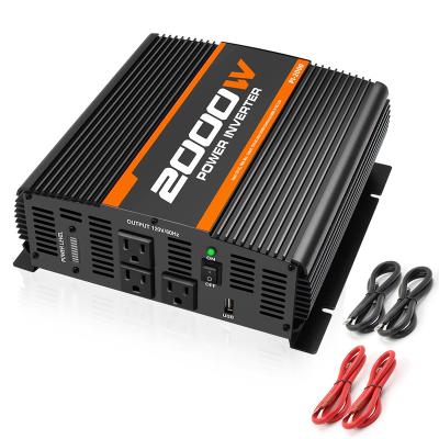 China Classic Aluminum Shell Design DC12V TO AC115V 2000W 4000W 5V/2A 60Hz/2Hz Modified Sine Wave Power Inverter 385*304*164mm for sale