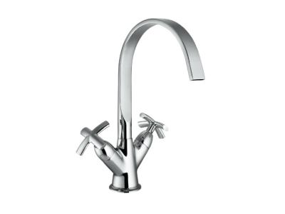 China 2 Handle Brass Kitchen Sink Mixer Taps Deck Mounted with Quarter turn Cartridge for sale