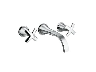 China Wall Mounted 3 Hole Wash Basin Mixer Taps with Double Handles for Hotel for sale