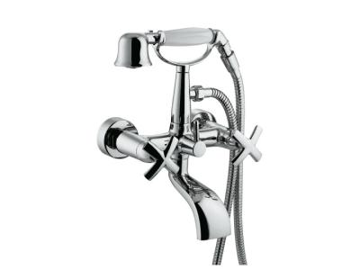 China Brass Double Handle Bathtub Shower Faucet With Telephone Ear Liked Set for sale