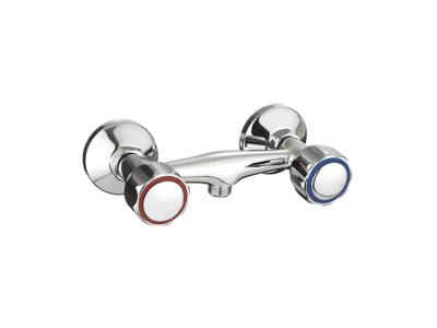 China Round Two Handle 1/4 Turn Wall Mounted Bath Taps , wall mounted sink taps for sale