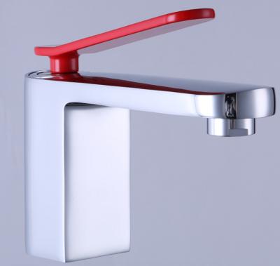 China Red Color Single Lever  Basin Mixer Taps Brass Robinet Hot-Cold Deck Mounted for sale