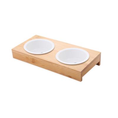 China Sustainable Cat Eating Bowl Ceramics Wholesale High Quality Luxury Cute Dog Design Fashion Cat Feeding Bowl With Wooden Frame Small for sale