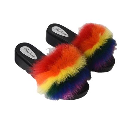 China Custom PVC manufacturers supply r fur slippers, women's thick soled one way slippers, fur women's shipping and handling for sale