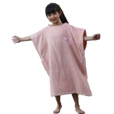 China High Quality Super Soft Solid Color Viable Logo Poncho Bath Towel Pool Kids Custom Made 100%Cotton Bathtowel for sale