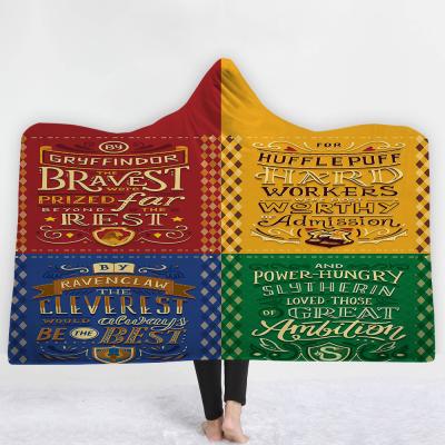 China Microfiber Poncho Blanket Wholesale Custom Logo Anti-Pull Outer Space Printing Hooded Blankets for sale