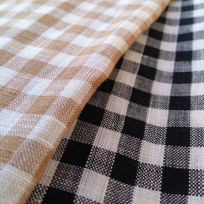 China Breathable wholesale 100% pure plaid linen fabric, linen shirt fabric, bulge linen fabric for sale