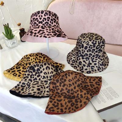 China Picture Summer Leopard Print Fisherman Hat Women Double Sided Sun Bucket Hat Hats Women for sale