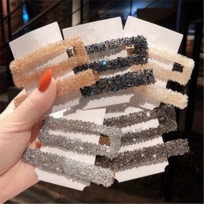 China Retro Daily Use Diamond Hair Clips Faux Stone Headdress Fashion Luxury Square Hair Pin For Women 2021 for sale