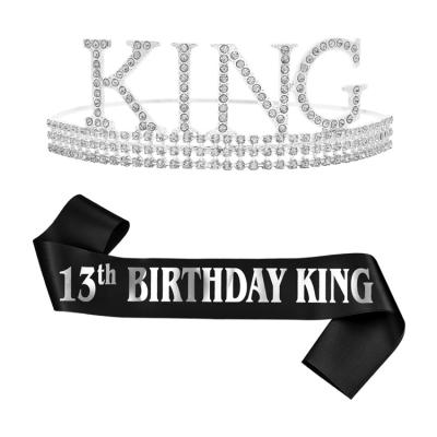 China Popular custom made sliver crown men's BIRTHDAY KING birthday party decoration crowns and tiaras set for sale