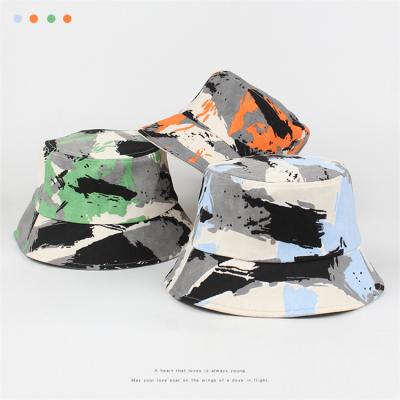 China Picture Fashion 2021 Tie Dye Reversible Printing Fisherman Hat Cotton Bucket Hats For Outdoor Women for sale