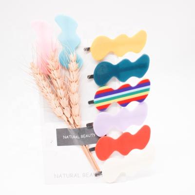 China Girls Hair Decoration Bright Pure Acrylic Color Wave Acetate Hair Clips Candy Colored Hair Clip For Kids for sale