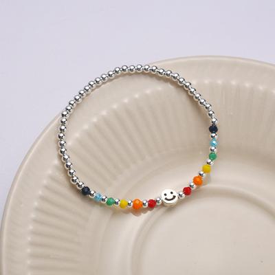 China YiYi Fashion 925 Sterling Silver Bracelet Smiling Colorful Korean Beads Charm Bracelets & Bangles For Girls for sale