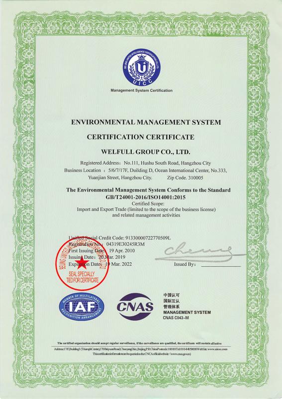 ISO14001 - Welfull Group Co., Ltd.