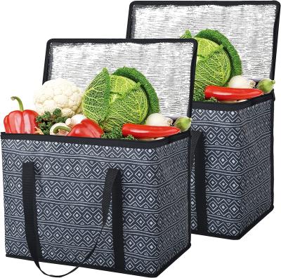 China Printef Insulated XL Oxford Cloth Insulated Shopping Bag Reusable Grocery Bags With Reinforced Handles for sale