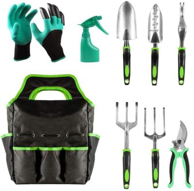 China Low Price Portable Lady's Gift Women Kids Gardening DIY Tools 9 Pieces Set Aluminum Tool Kit for sale