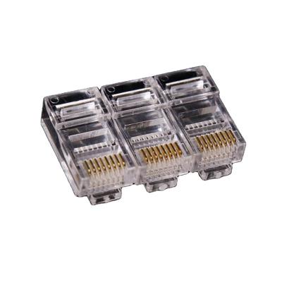 China PowerLEDElectrical Equipment 100pcs RJ45 Head PC Ethernet Cable Network Connector Gold Shielded Clear Modular Accessories Plug 8P8C for sale