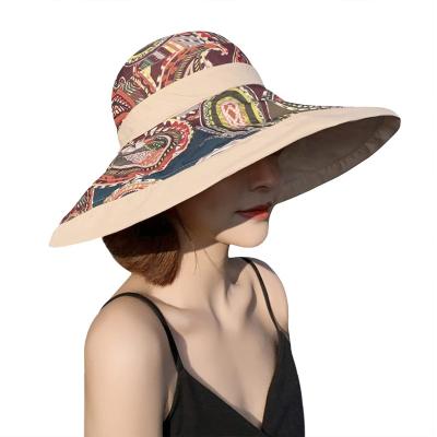 China European and American Style Custom Women Sun Hat Foldable Soft Double Sided Travel Beach Bucket Hat For Summer for sale