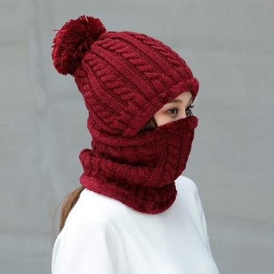 China Wholesale Autumn Winter Women Warm Knitted Warm Hat Set Neck Scarf Set For Cold Weather for sale