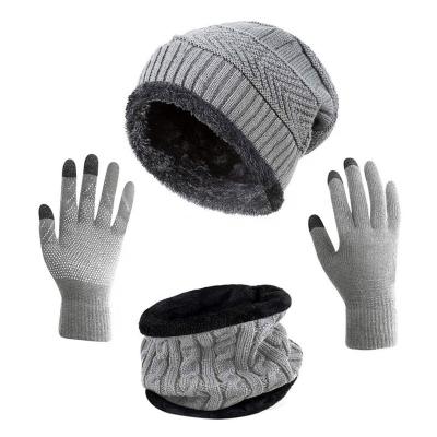 China Fashion\Amazon Beanie Hat Scarves With Touch Screen Warm Casual Gloves Comfortable Women\durable Sale Set For Autumn Winter for sale