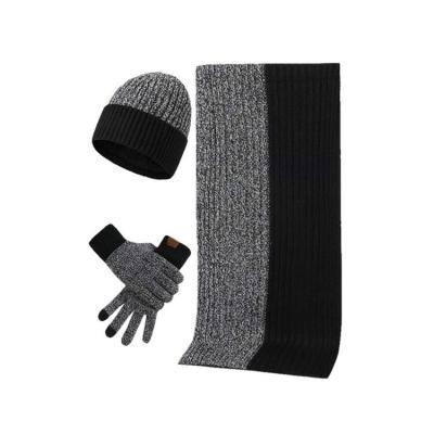 China 3 Piece Unisex Set Of Simple And Classic Warm Winter Selling Touch Screen Gloves Knitted Beanie Hat Warmer Scarf And for sale