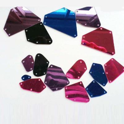 China High Quality Customized Sew On Rhinestone Acrylic Mirror With Holes For Dresses for sale