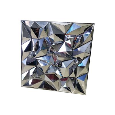 China Modern Diamond Metallic Silver Gold PVC 3D Wall Panel For Decoration Fire Resistance 3d PVC Wall Panel for sale