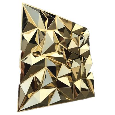 China Modern Diamond Metallic Silver Gold PVC 3D Wall Panel For Decoration Fire Resistance 3d PVC Wall Panel for sale