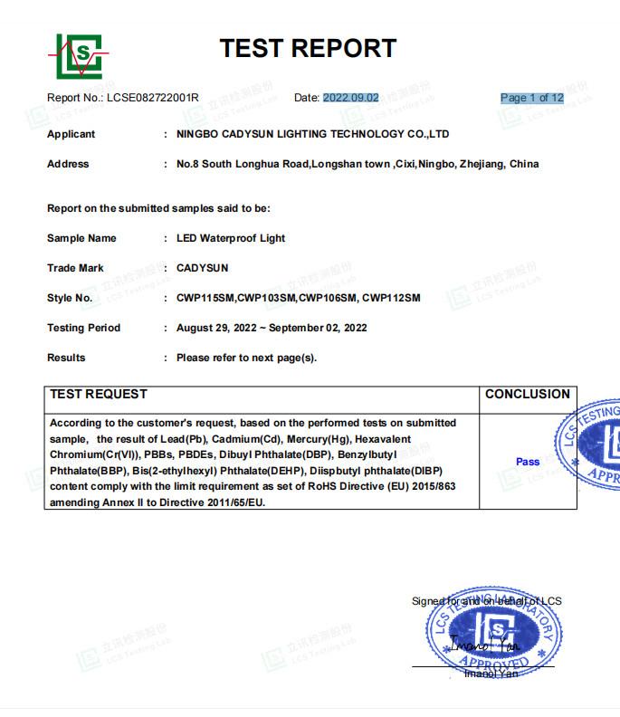 Chemical - Ningbo Cadysun Lighting Technology Co., Ltd.