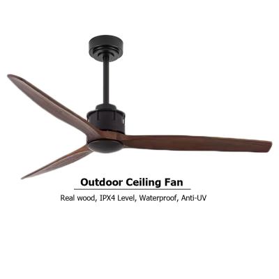 China 42 Inch 52 Inch Modern DC Motor Remote Control Solid Wood Blade Led Ceiling Fan for sale