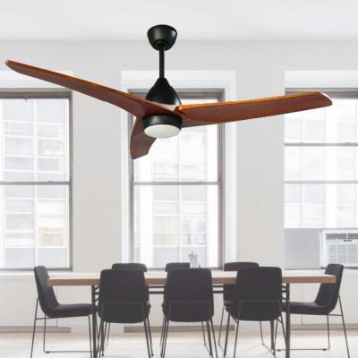 China LED Ceiling Fan Solid Wood Blades Flush Mount Dimmable LED Lighting Ceiling Fan for sale