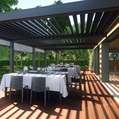 China Decoration Customized Adjustable Outdoor Gazebo Waterproof Louvered Roof Motorized Aluminum Pergola for sale