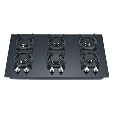 China Hotel gas cooktop gas hob stovetop 6 burners LPG/NG dual fuel sealed 6 burners for sale