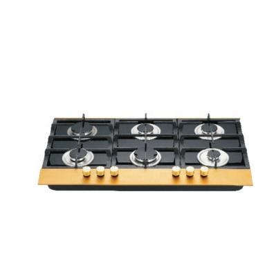 China High quality hotel cast iron gas hob, good selling tempered glass gas stove with 6 burners for sale